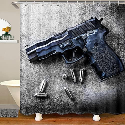 Erosebridal Gun Shower Curtain Set for Boys Girls Youth Adults