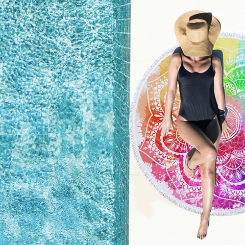 IcosaMro Mandala Microfiber Beach Blanket - Blue