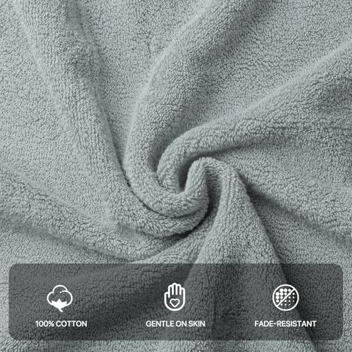MoNiBloom 6-Piece 100 Cotton Hand Towels Gray