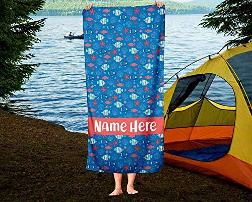 Personalized Corner Extra Large Ocean Fish Towel for Kids