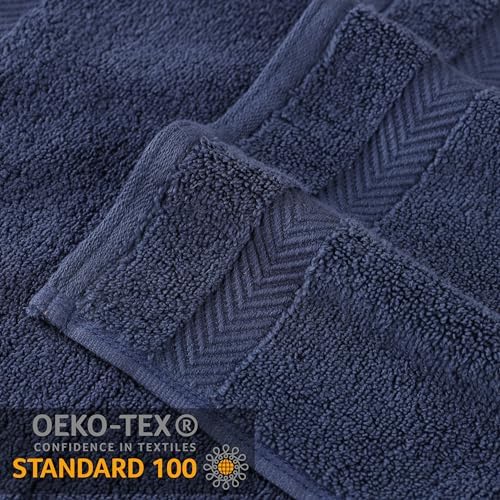 Superior Zero Twist 100 Cotton Bath Towel Set of 2 Midnight Blue
