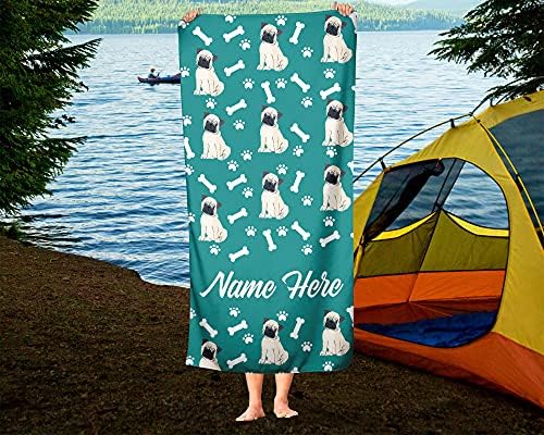 Extra Large Personalized Pet Pug Towel for Kids and Adults 1