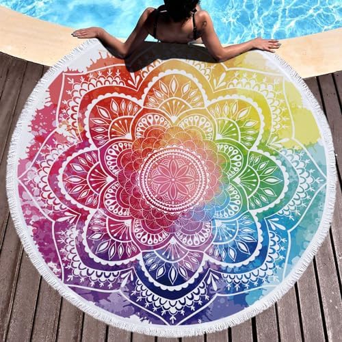 IcosaMro Mandala Microfiber Beach Blanket - Blue