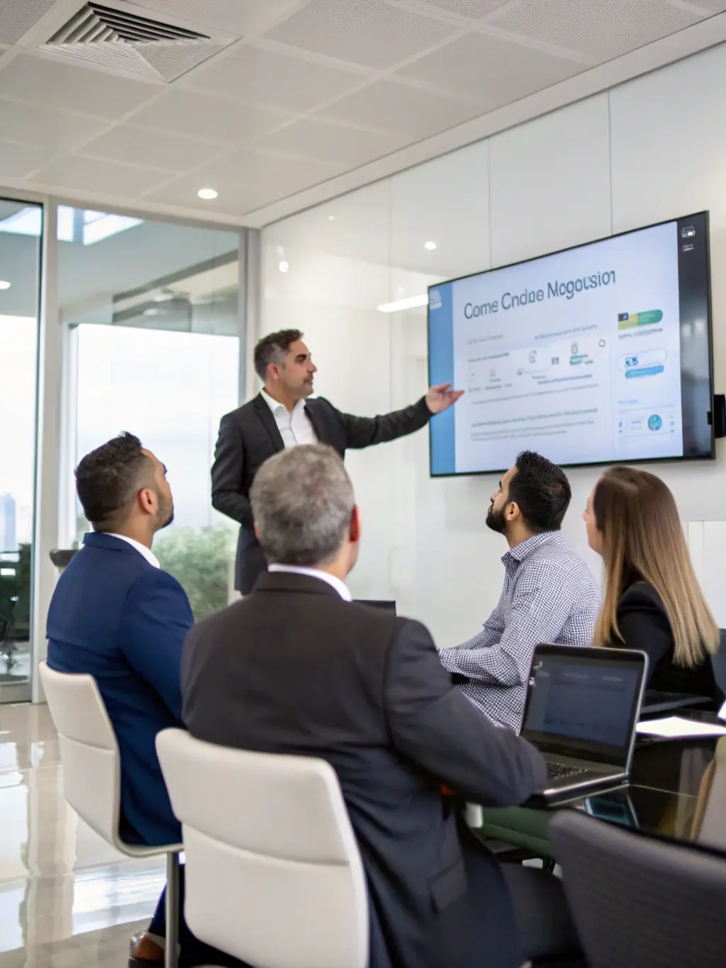 A consultant leading a workshop on cloud migration, explaining the benefits and steps involved.